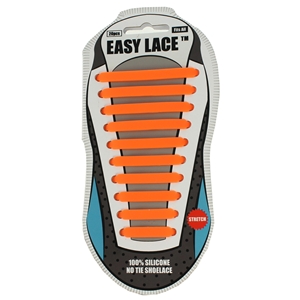 Easy Lace Silicone Shoelaces - Flat Orange - Card of 20 pieces