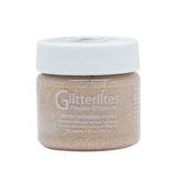 Angelus Glitterlites Acrylic Leather Paint 1 fl oz/30ml Bottle. Desert Gold