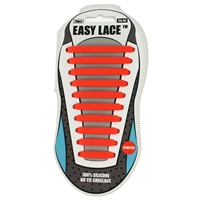 Easy Lace Silicone Shoelaces - Flat Red - Card of 20 pieces