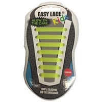 Easy Lace Kids Silicone Laces Flat Glow in Dark, Yellow - Card of 14 pieces