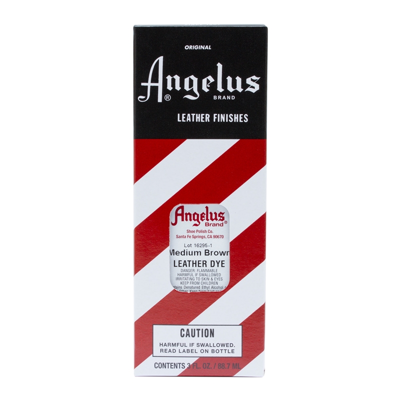 Angelus Leather Dye, 3 fl oz/89ml Bottle. 023 Medium Brown