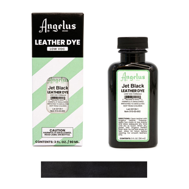 Angelus Leather Dye, 3 fl oz/89ml Bottle. 002 Jet Black