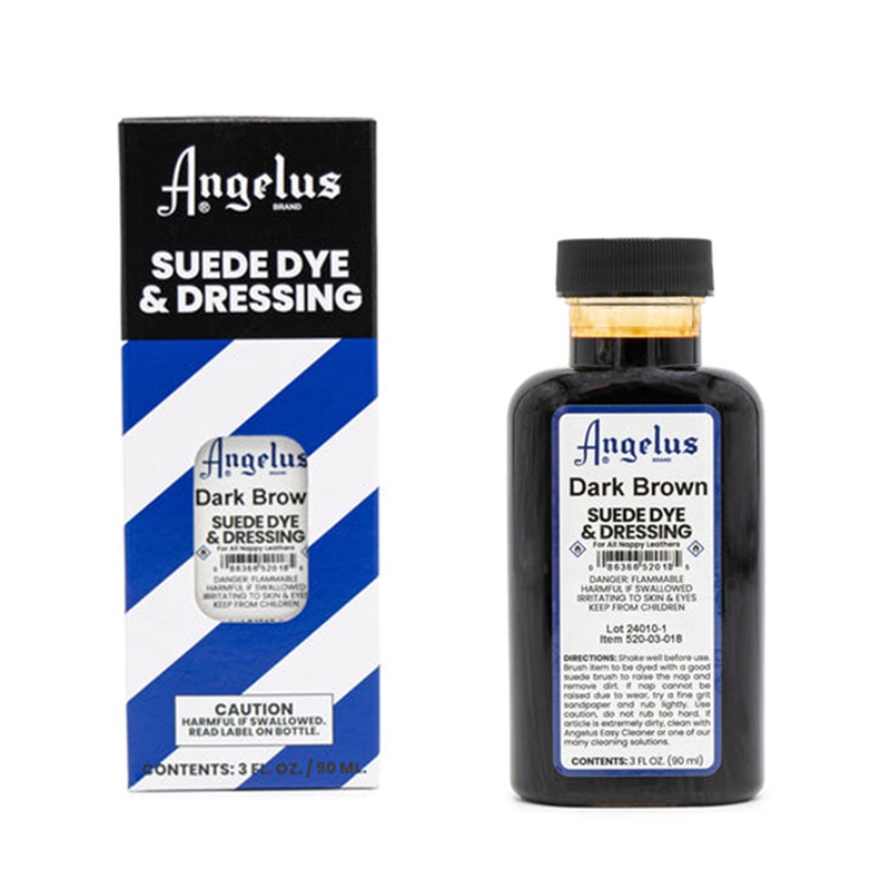 Angelus Suede Dye and Dressing, 3 fl oz/89ml Bottle. Dark Brown