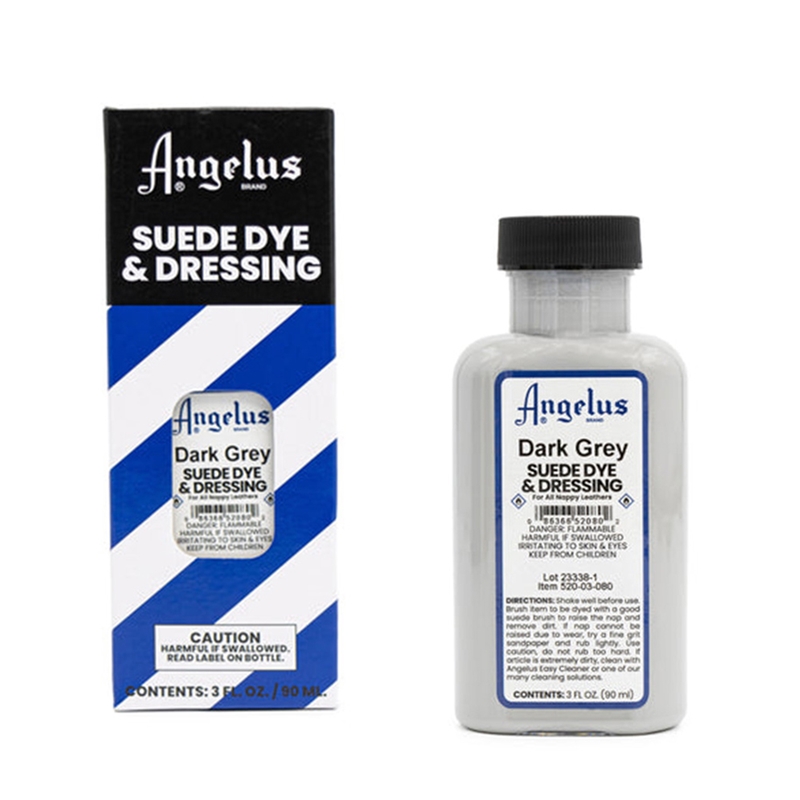 Angelus Suede Dye and Dressing, 3 fl oz/89ml Bottle. Dark Grey