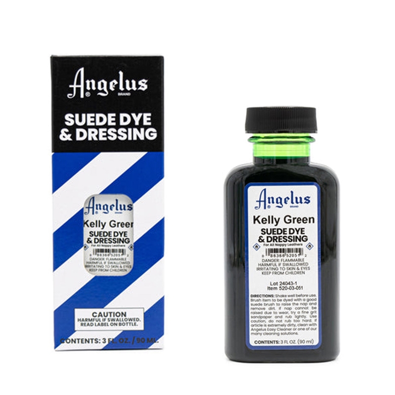 Angelus Suede Dye and Dressing, 3 fl oz/89ml Bottle. Kelly Green