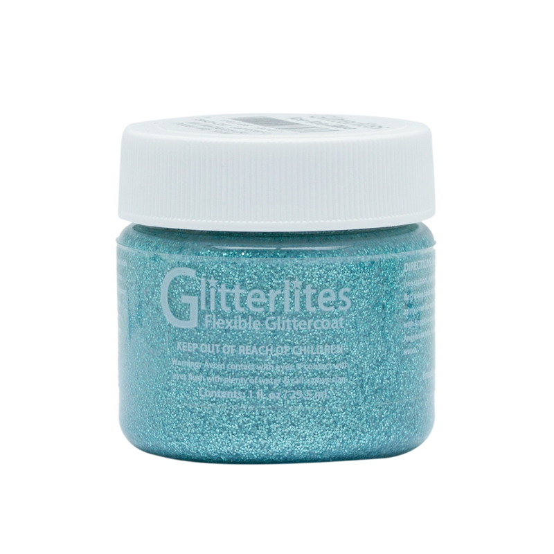 Angelus Glitterlites Acrylic Leather Paint 1 fl oz/30ml Bottle. Ice Ice Blue