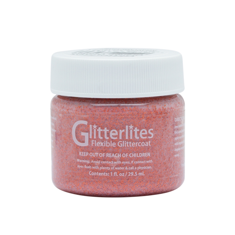 Angelus Glitterlites Acrylic Leather Paint 1 fl oz/30ml Bottle. Orange Orange