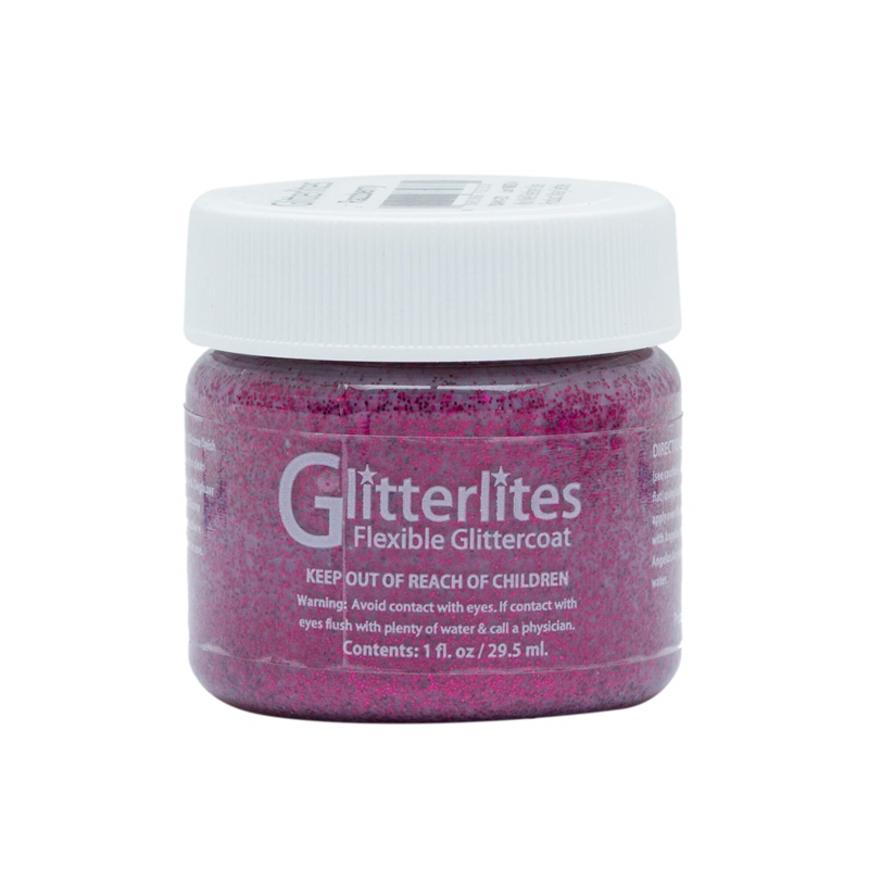 Angelus Glitterlites Acrylic Leather Paint 1 fl oz/30ml Bottle. Razzberry