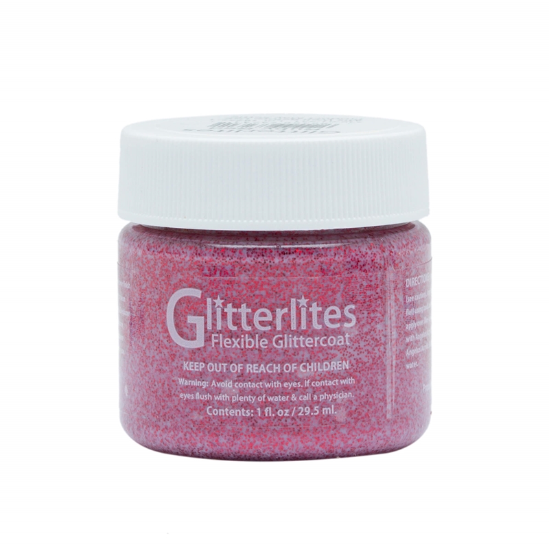 Angelus Glitterlites Acrylic Leather Paint 1 fl oz/30ml Bottle. Ruby Red