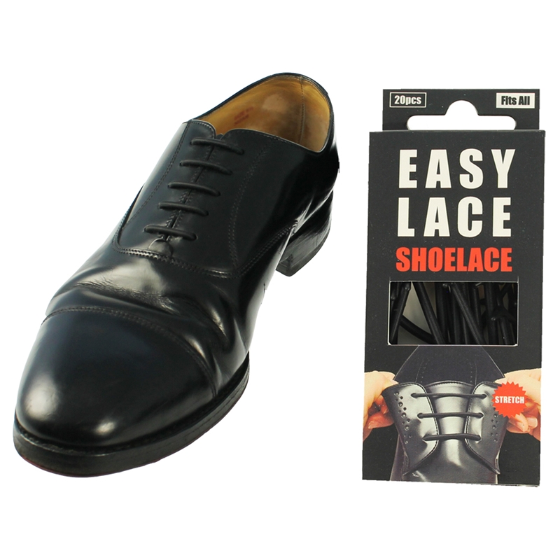 Easy Lace Silicone Shoelaces - Round Black - Box of 20 pieces