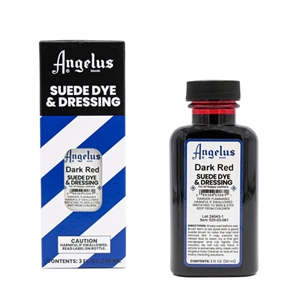 Angelus Suede Dye and Dressing, 3 fl oz/89ml Bottle. Dark Red