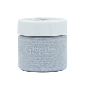 Angelus Glitterlites Acrylic Leather Paint 1 fl oz/30ml Bottle. Silver Spark