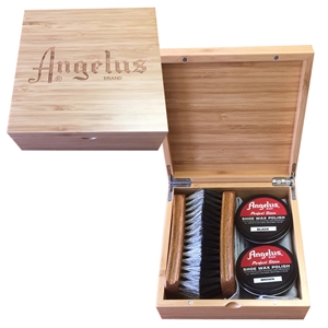 Angelus Lasered Bamboo Shoe Shine Box