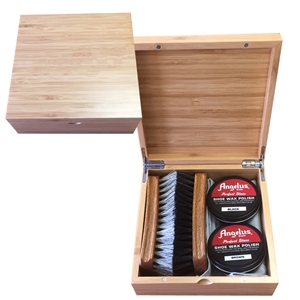 Angelus Plain Bamboo Shoe Shine Box