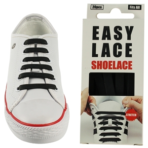 Easy Lace Silicone Shoelaces - Flat Black - Box of 20 pieces