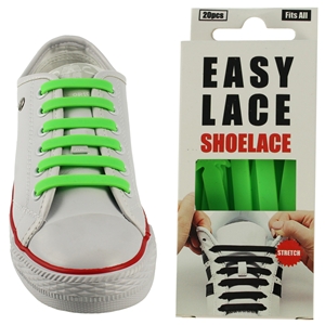 Easy Lace Silicone Shoelaces - Flat Green - Box of 20 pieces