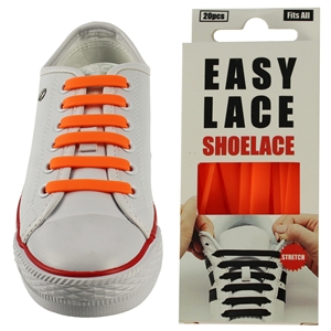 Easy Lace Silicone Shoelaces - Flat Orange - Box of 20 pieces