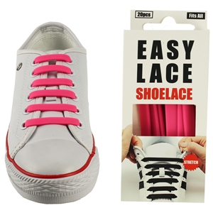 Easy Lace Silicone Shoelaces - Flat Pink - Box of 20 pieces