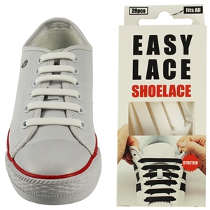 Easy Lace Silicone Shoelaces - Flat White - Box of 20 pieces