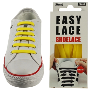 Easy Lace Silicone Shoelaces - Flat Yellow - Box of 20 pieces