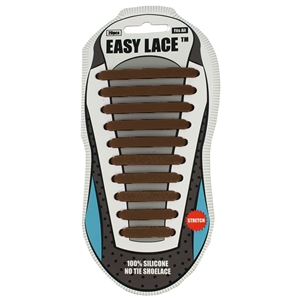 Easy Lace Silicone Shoelaces - Flat Brown - Card of 20 pieces