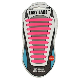 Easy Lace Silicone Shoelaces - Flat Pink - Card of 20 pieces