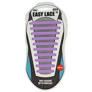 Easy Lace Silicone Shoelaces - Flat Purple - Card of 20 pieces