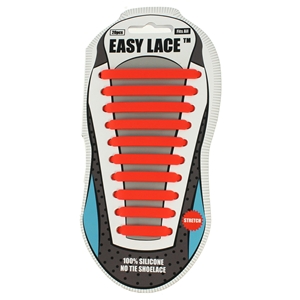 Easy Lace Silicone Shoelaces - Flat Red - Card of 20 pieces