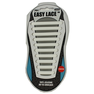 Easy Lace Silicone Shoelaces - Flat White - Card of 20 pieces