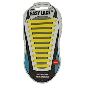 Easy Lace Silicone Shoelaces - Flat Yellow - Card of 20 pieces