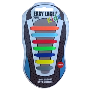 Easy Lace Kids Silicone Laces Flat Rainbow Boys Card 14 pieces