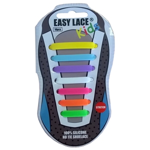 Easy Lace Kids Silicone Laces Flat Rainbow Girls Card 14 pieces
